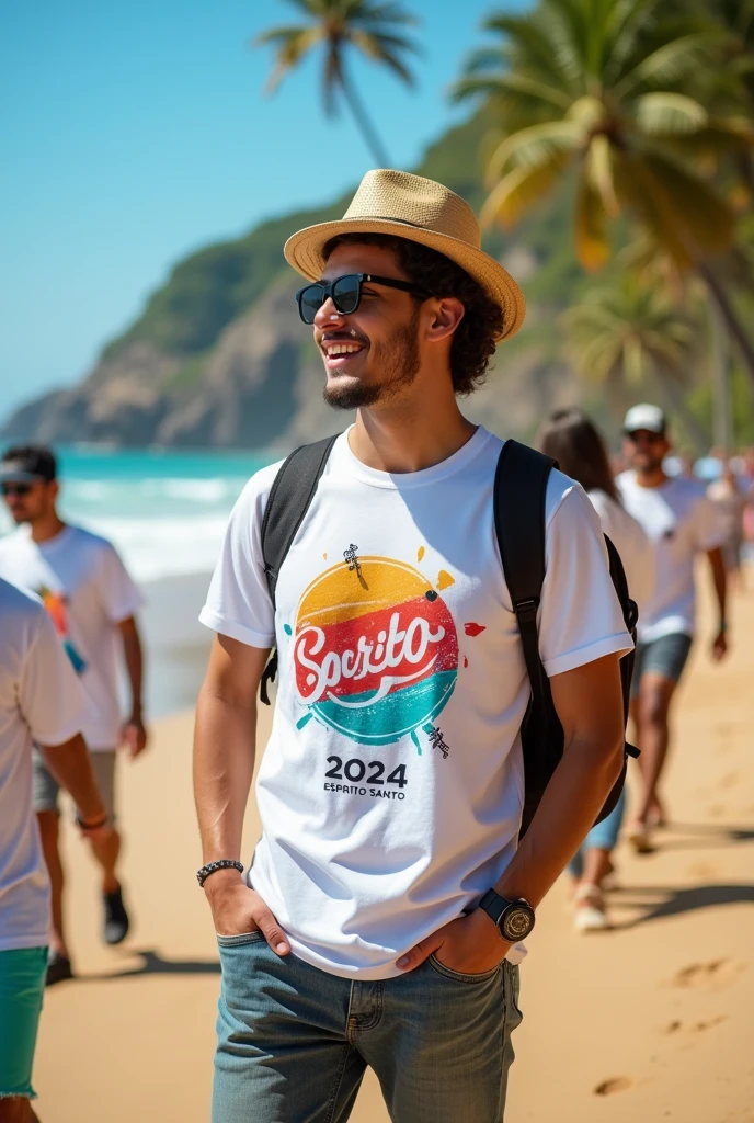 White Espírito Santo 2024 t-shirt with a phrase