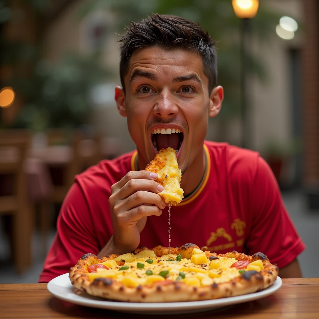 Cristiano ronaldo eating pineapple pizza