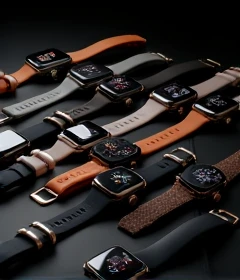 generate image  consist of different  smart watches please also add black
 shade ,add black shade i need just black shade