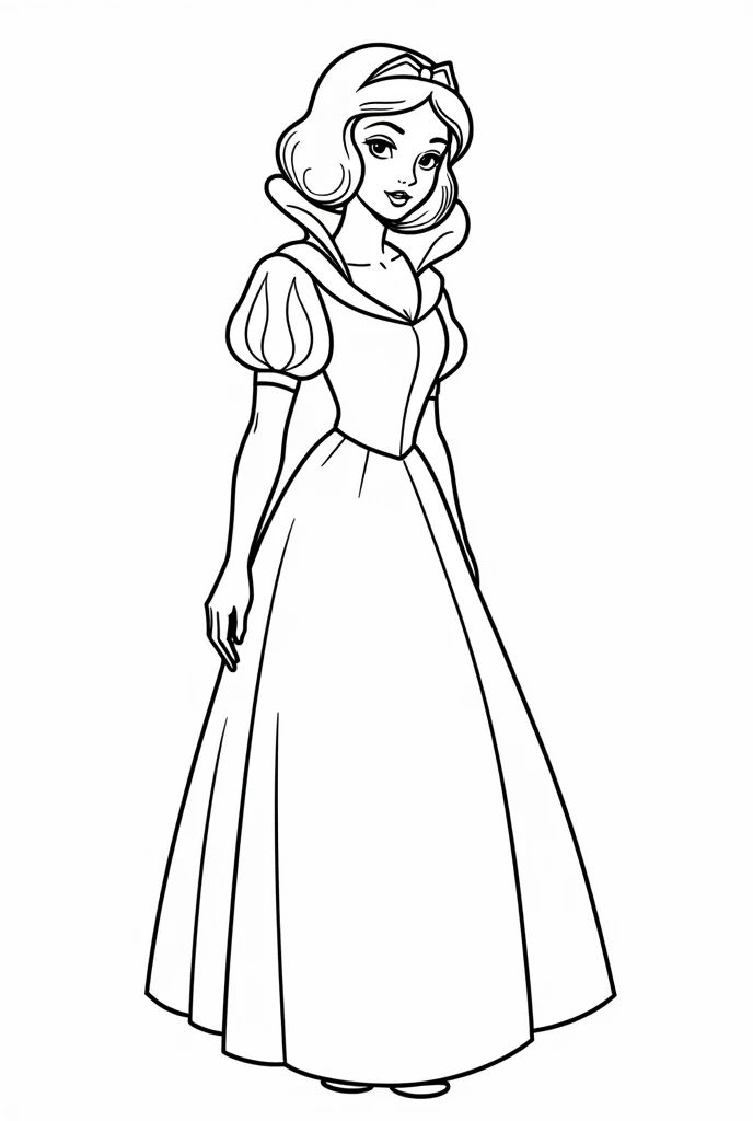 Snowhite cartoon outline only no color