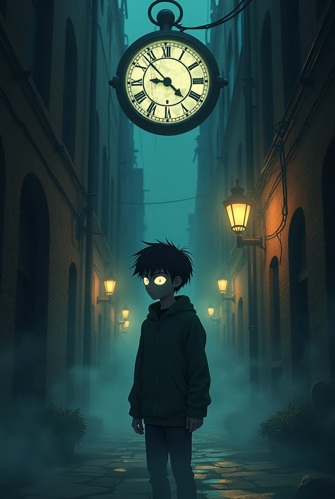 Novel, Webnovel, Animated, God's Clock, "God's Clock", God's Clock written in text, scary teenage boy's left eye is a clock