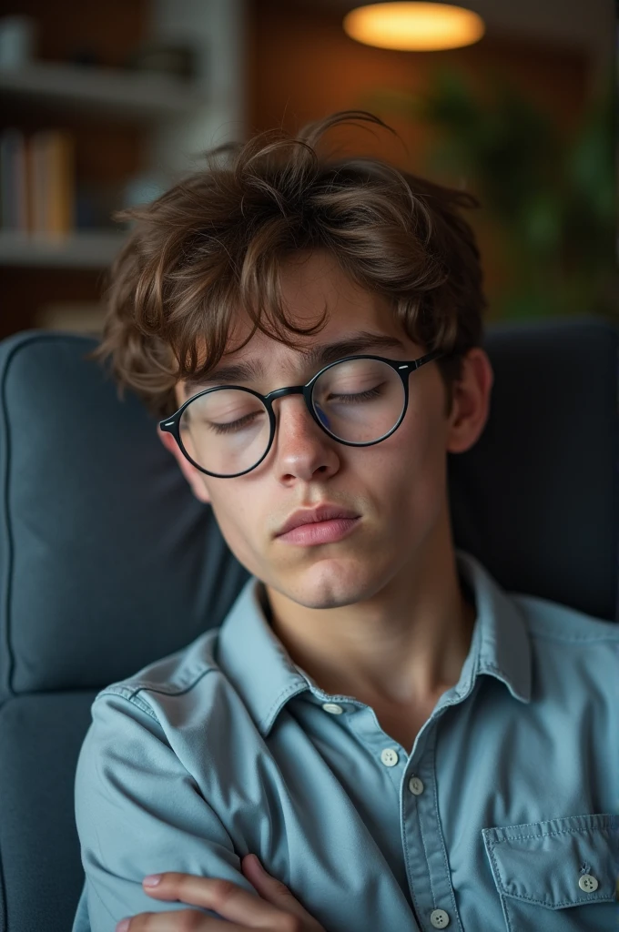 male brown Glasses No background youth Looks sleepy