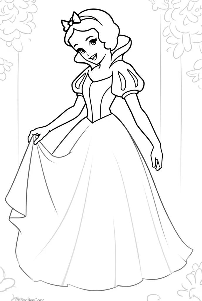 Snowhite cartoon outline only no color