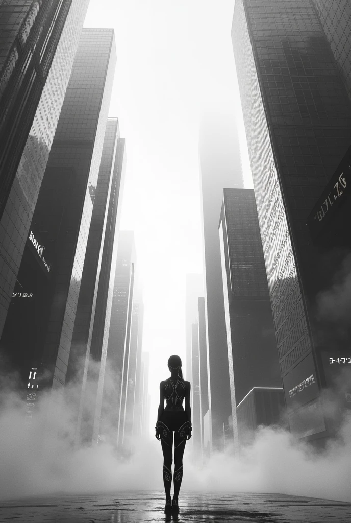 Future world Black and white picture for drawing