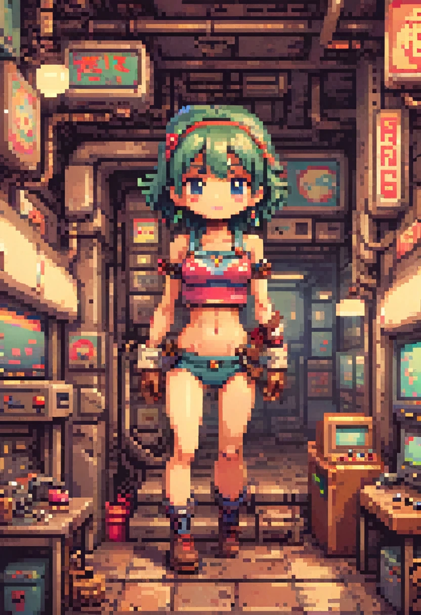 Retro Game, retro-style 4 mini characters, (masterpiece, best quality, perfect composition, very aesthetic, absurdres, ultra-detailed, intricate details, Professional, official art, Representative work:1.3)