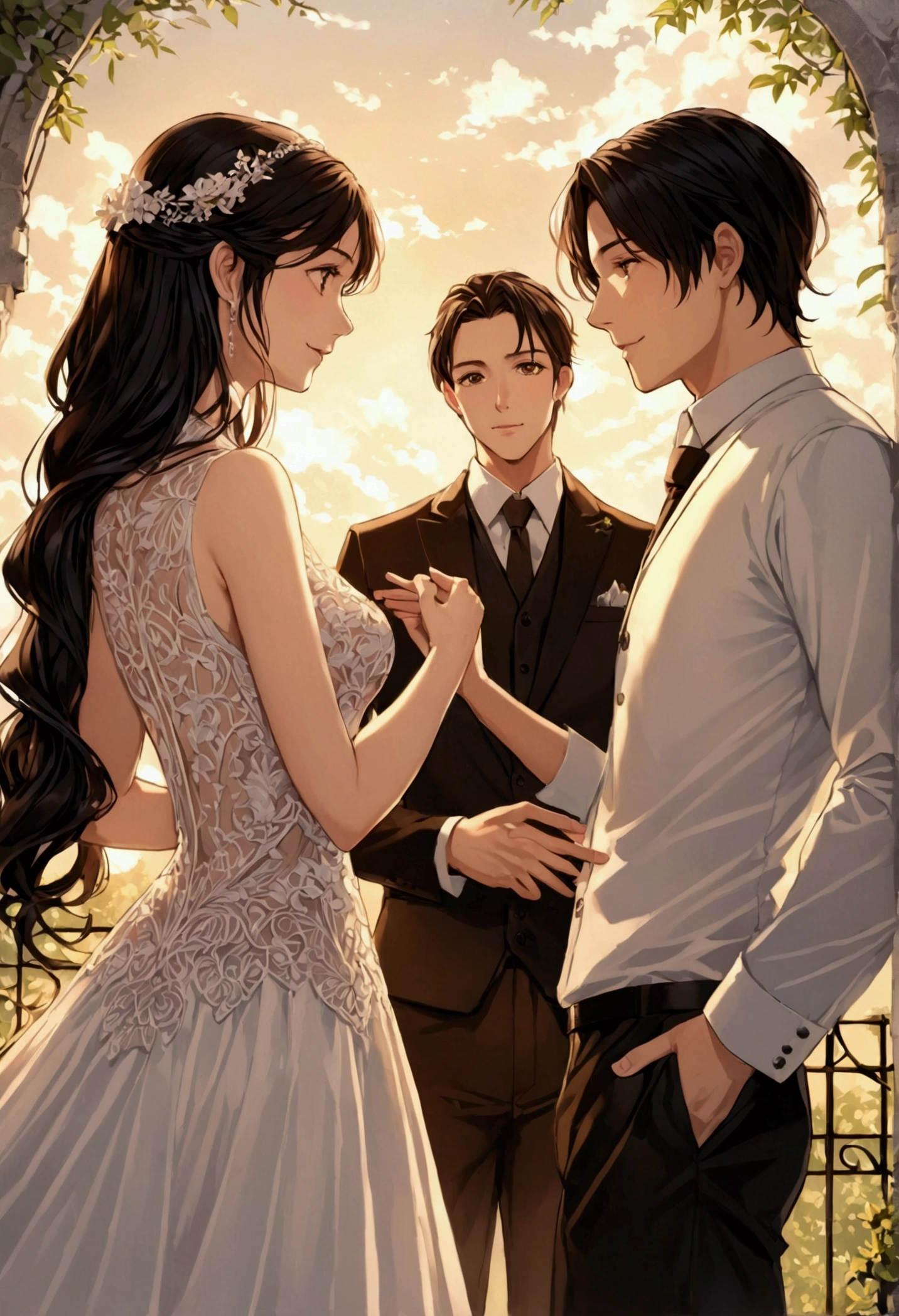 Couples talking together with a skile