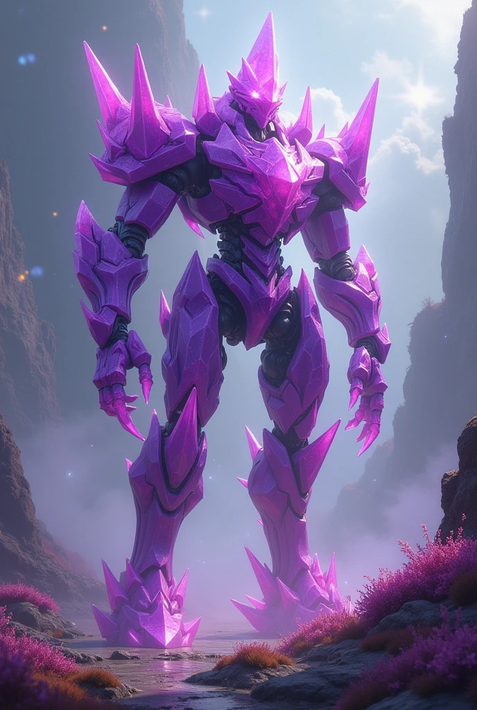purple crystal-like jagged bodied mechanoid