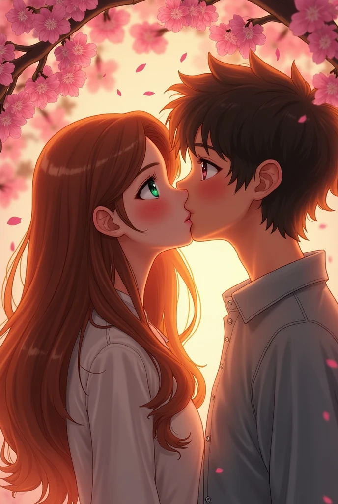 Girl kissing a boy