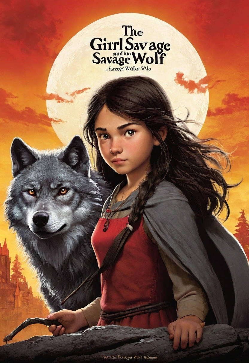 Picture of the girl and the savage wolf
