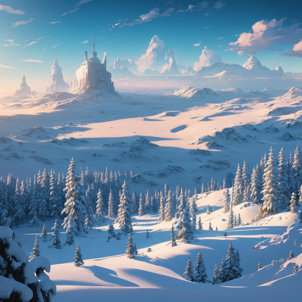 Aerial perspective captures a sprawling snowy forest at the North Pole, nestled within resides a toy factory with a whimsical design reminiscent of Disney animation, blending elements of cartoon charm with 3D depth, unreal engine, influenced by the artistic styles of Greg Rutkowski, Loish, Rhads, Beeple, Makoto Shinkai, Lois van Baarle, Ilya Kuvshinov, Ross, unreal engine, greg rutkowski, loish, rhads, beeple, makoto shinkai and lois van baarle, ilya kuvshinov, rossdraws, tom bagshaw, alphonse mucha, global illumination, detailed and intricate environment
