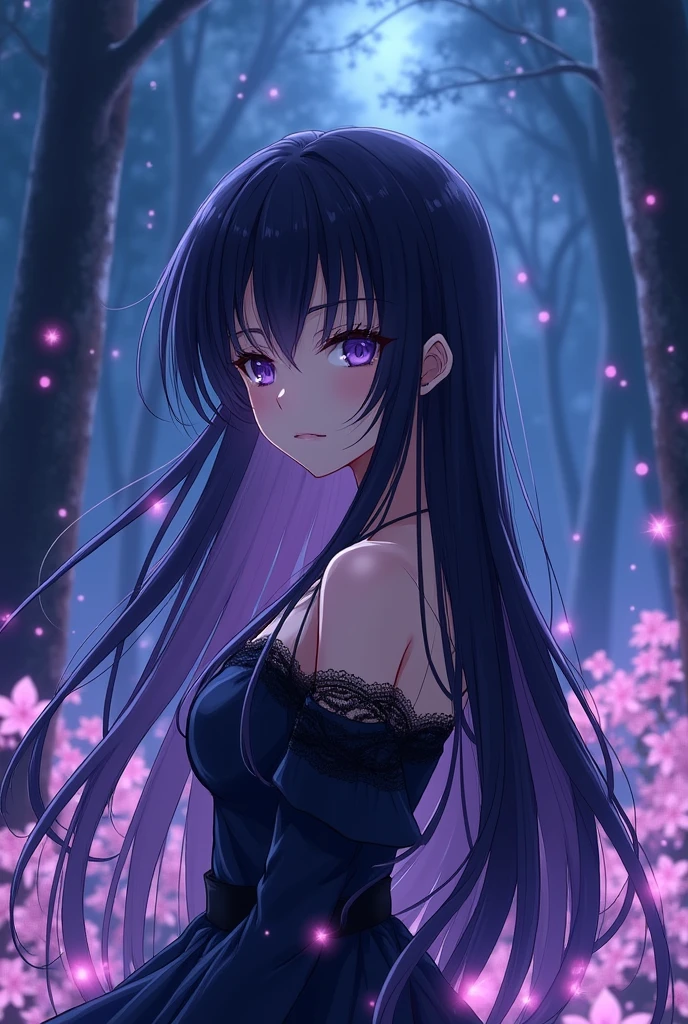 Anime black-haired beautiful girl