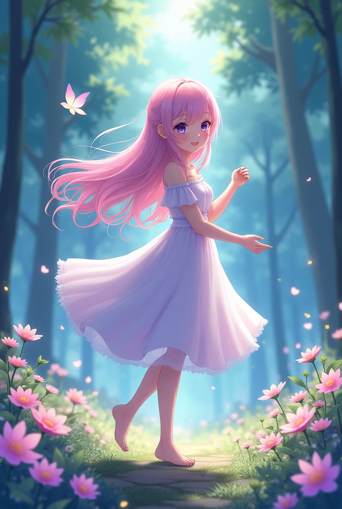 A anime girl with no clothes wearing