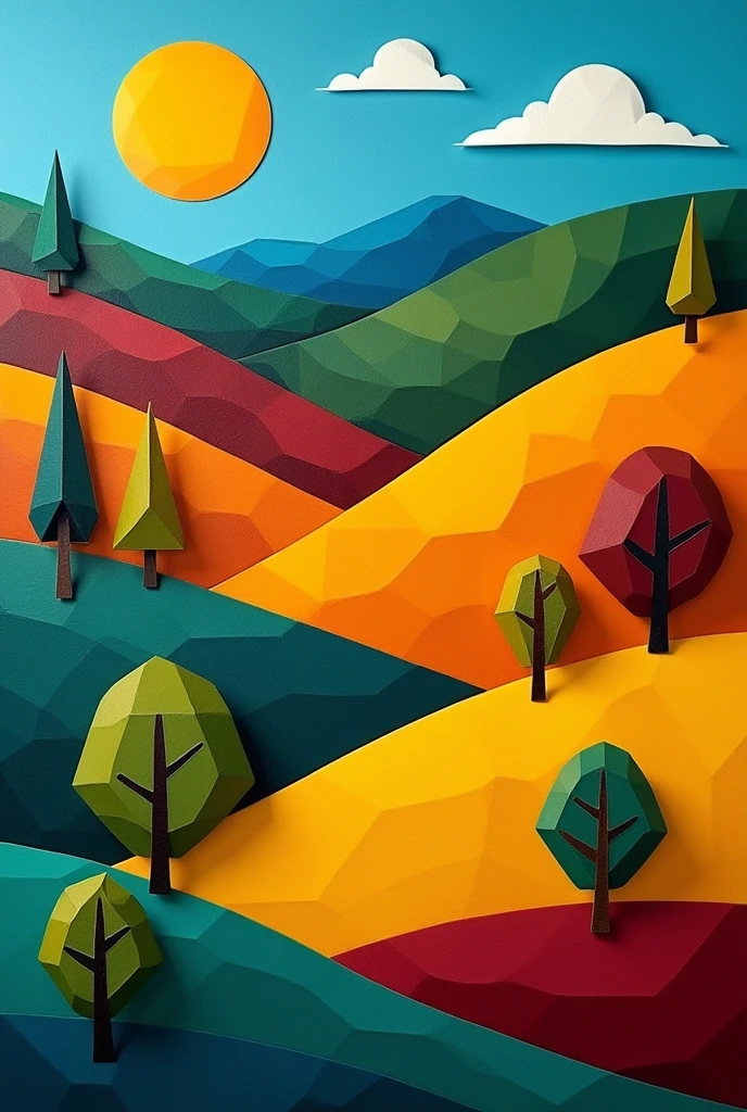 make a super simple cubism landscape art