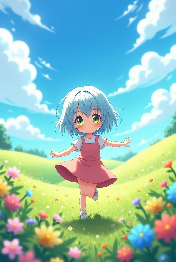 Naked cute anime girl short hair