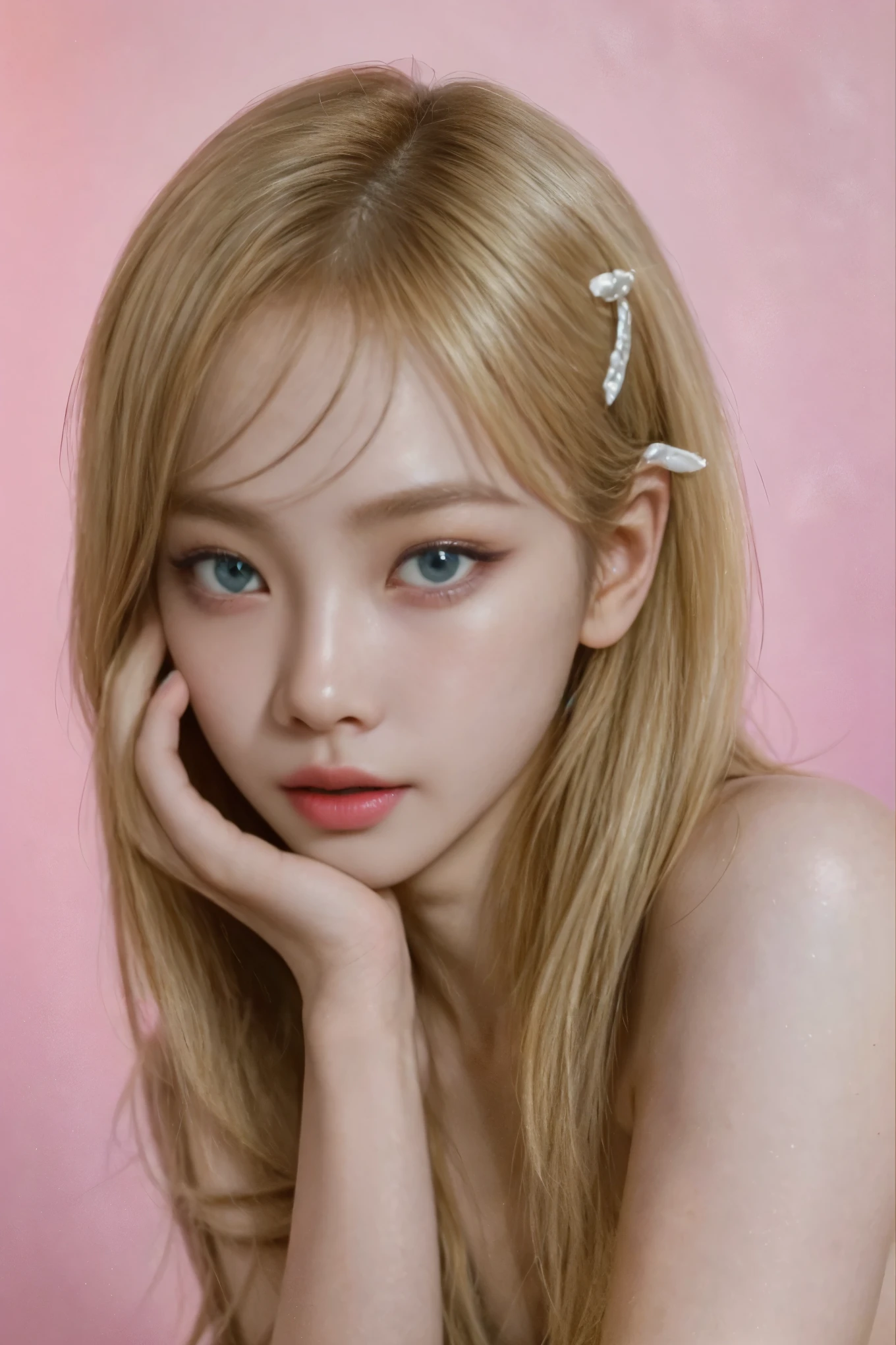 a beautiful asian girl, beautiful detailed eyes, beautiful detailed lips, extremely detailed face and portrait, long eyelashes, natural lighting, photorealistic, high quality, masterpiece, digital art, vibrant colors, cinematic lighting, intricate details, seamless, flawless skin, elegant pose, serene expression, karina aespa, blue eyes