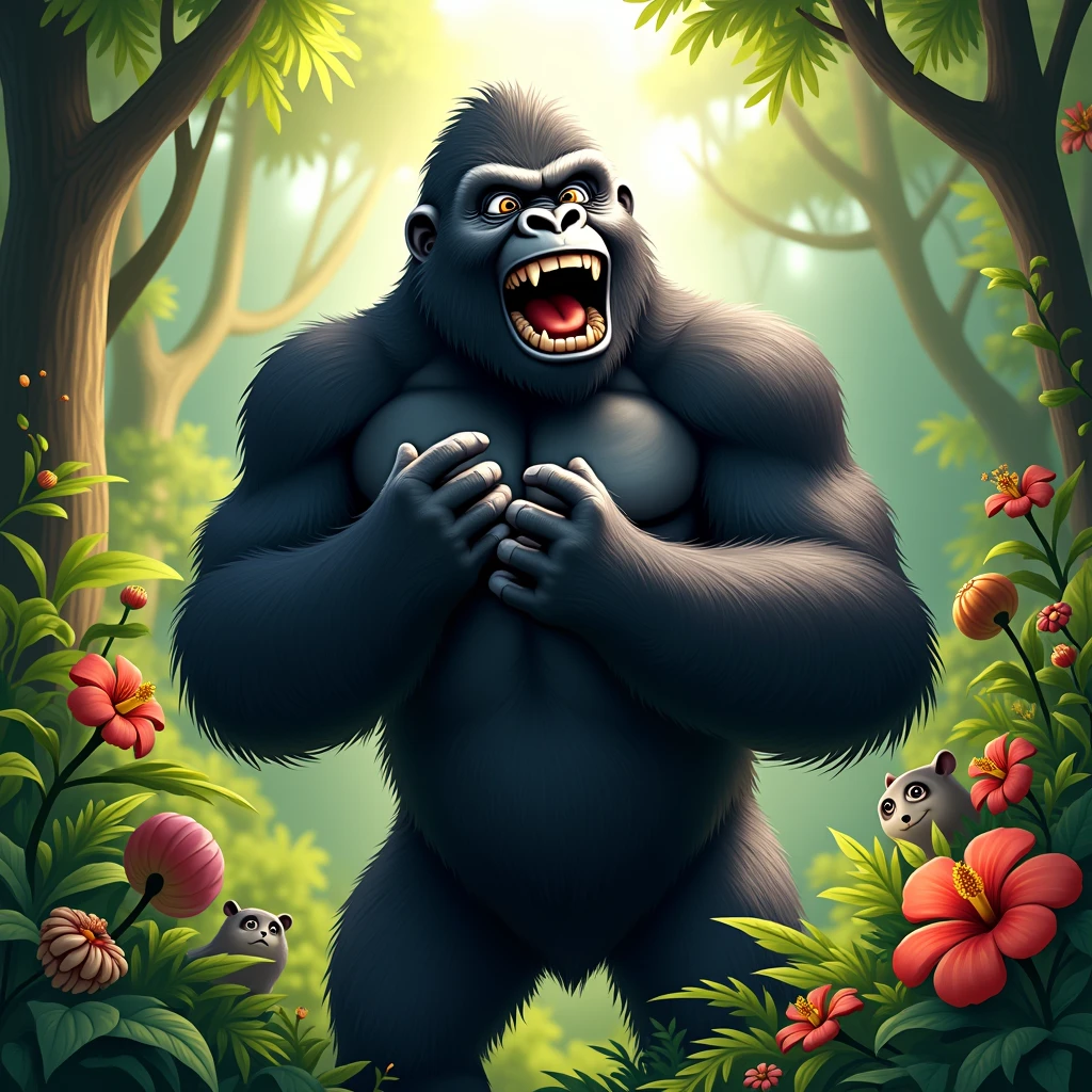 A gorilla clapping its hands in celebration