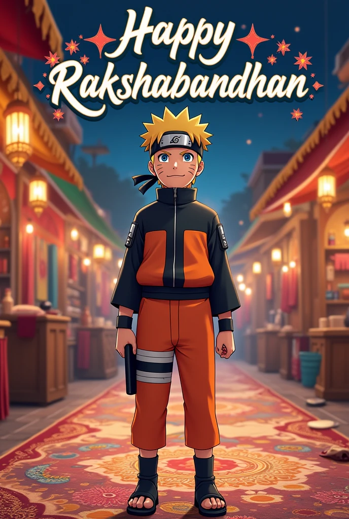 Naruto, Happy Raksha Bandhan in India and Happy Rakshabandhan written in big letters.