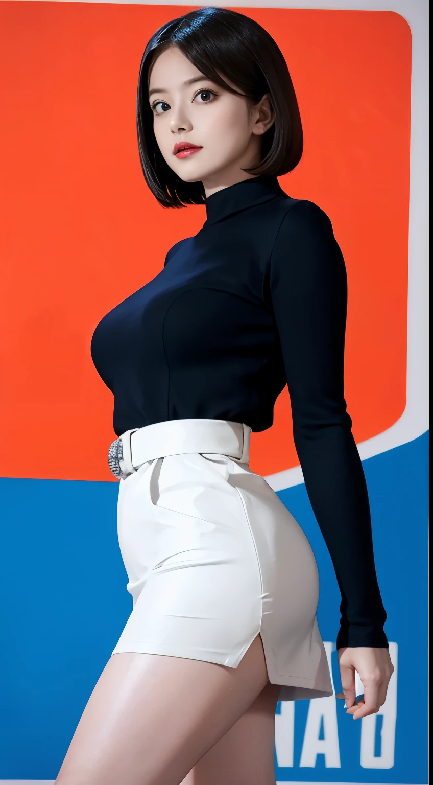 1960s sci-fi poster with a miniskirt