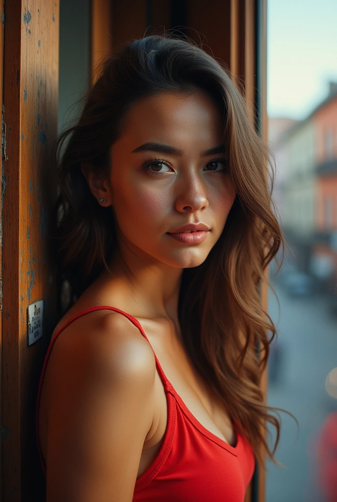 (((One girl from outside the window, Standing, Leaning forward))) Looking at Viewer
,perfectly shiny skin, ,25-years old
, , Vibrant photo, (masutepiece:1.2),(Extremely detailed),(8K:1.1),(Perfect Lighting,Best Quality,hight resolution,Original),(realistic photo shot:1.4),(tall image:1.5), ,High detailed skin,Shaded face, Soft lighting, (a small face),raw, 超A high resolution, Pores are visible,
,