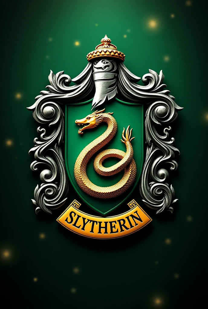 The Slytherin house crest with the snake being golden.