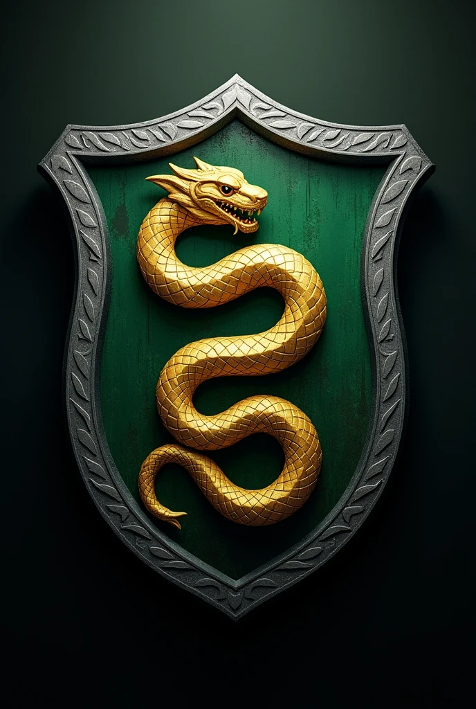 The Slytherin house crest with the snake being golden.