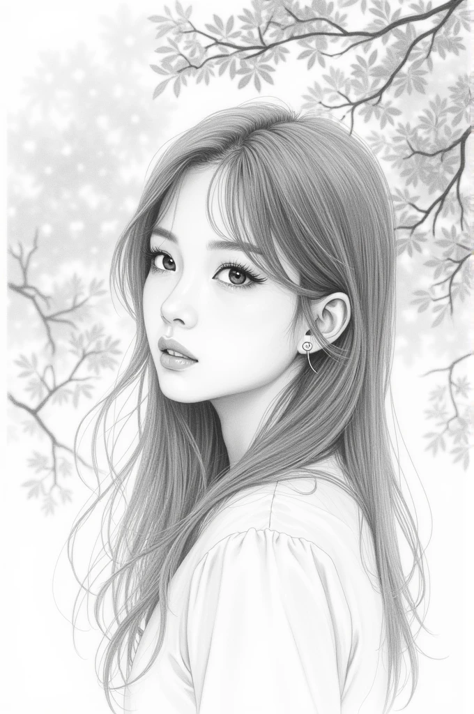 Create a pencil sketch of a young woman 