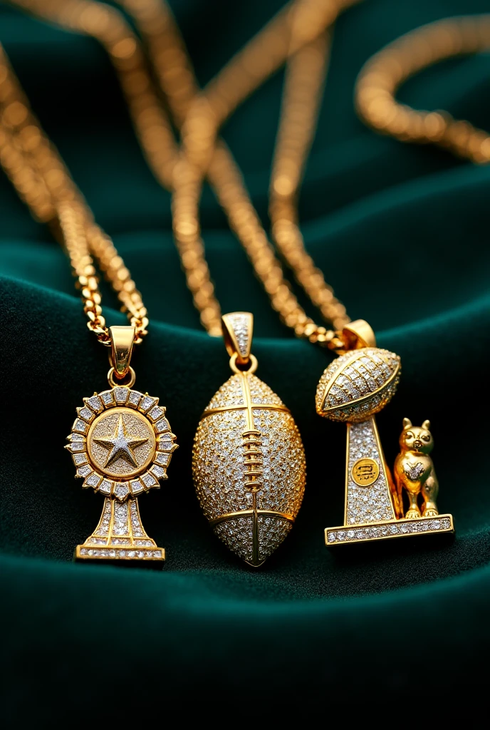 Superbowl designs into pendants of gold and diamond more designs