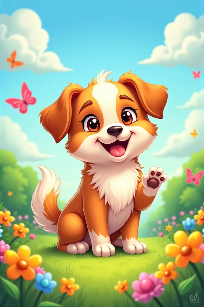 Smiling cute dog. Cartoon, 2D image