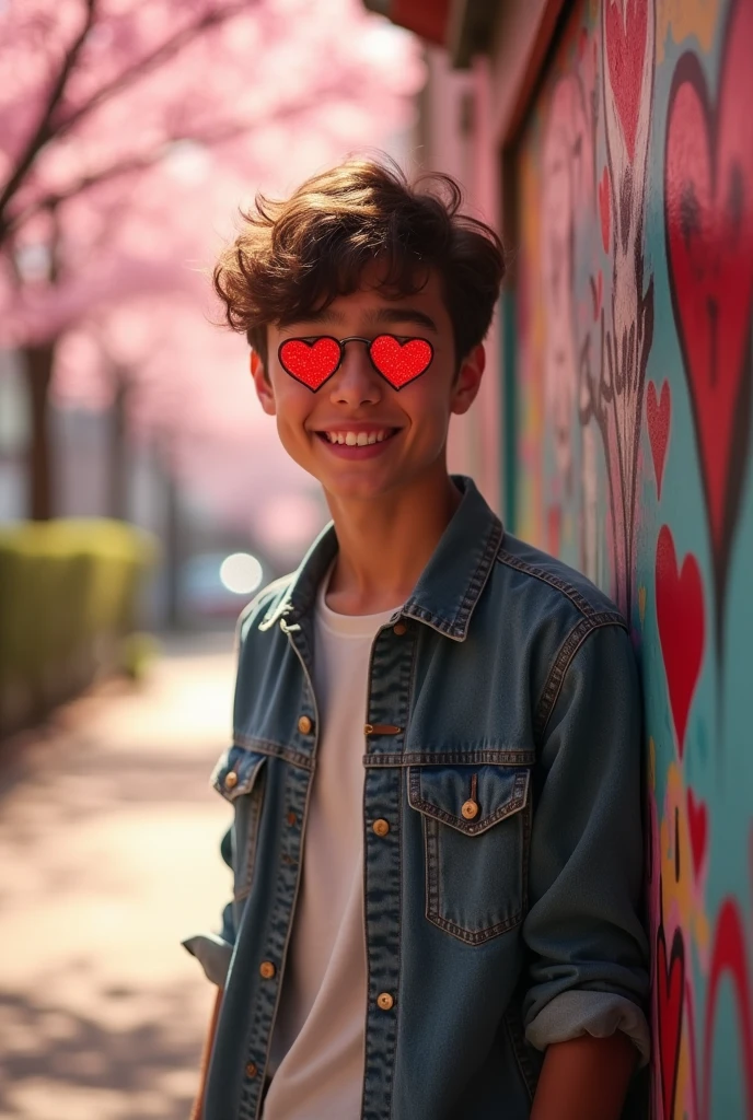 teen man with hearts on eyes