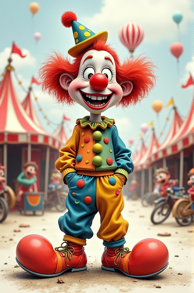 Create a pencil caricature of a clown
