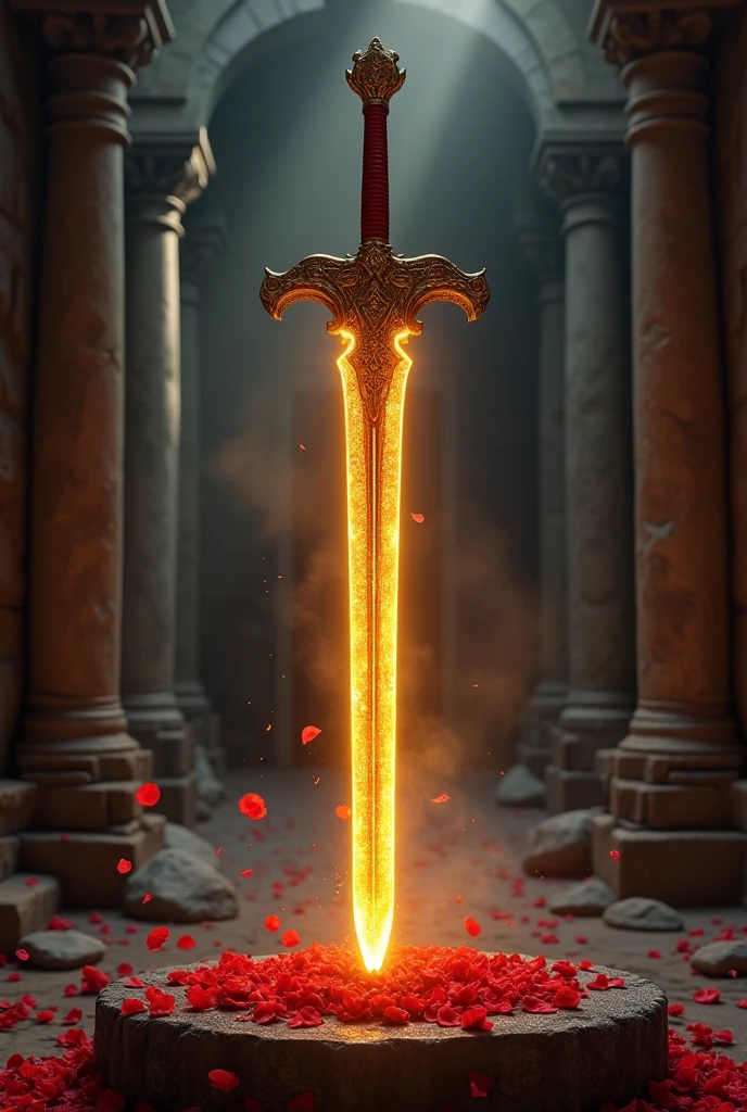 golden sword, black and red