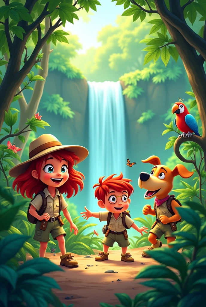for friends go in jungle 3rd Cartoon style