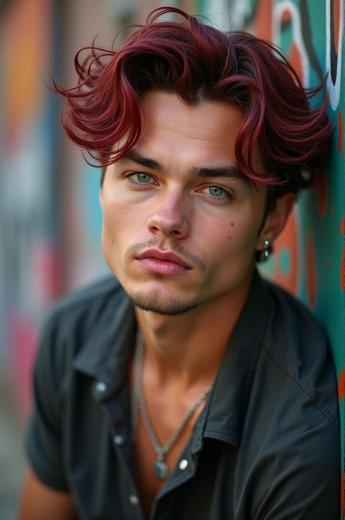 Handsome　DiCaprio　Maroon hair　outsider　Young