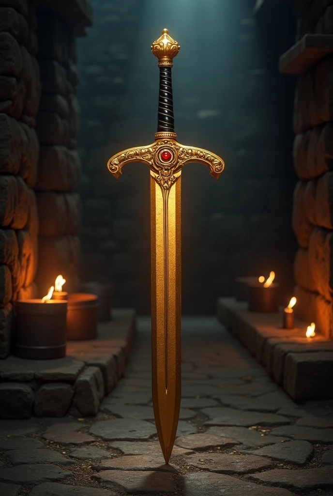 golden sword, black and red