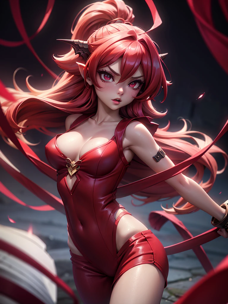 Draknes is a very sexy and attractive dragon girl, she has red eyes, long hair, She is wearing a very sexy semi-nude outfit, 4 k image, ultra HD, high resolution, fully body