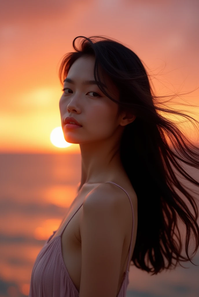 Japanese、nude、Beauty、model、sunset