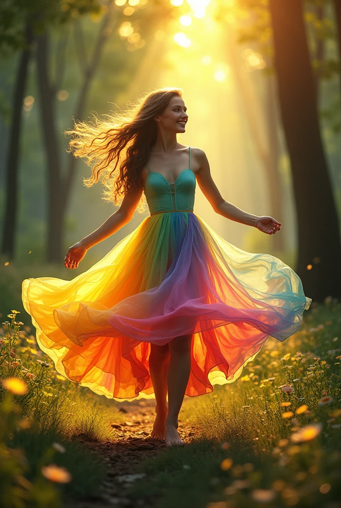 Twirl like a rainbow in the breeze,
Move like sunshine through the trees,