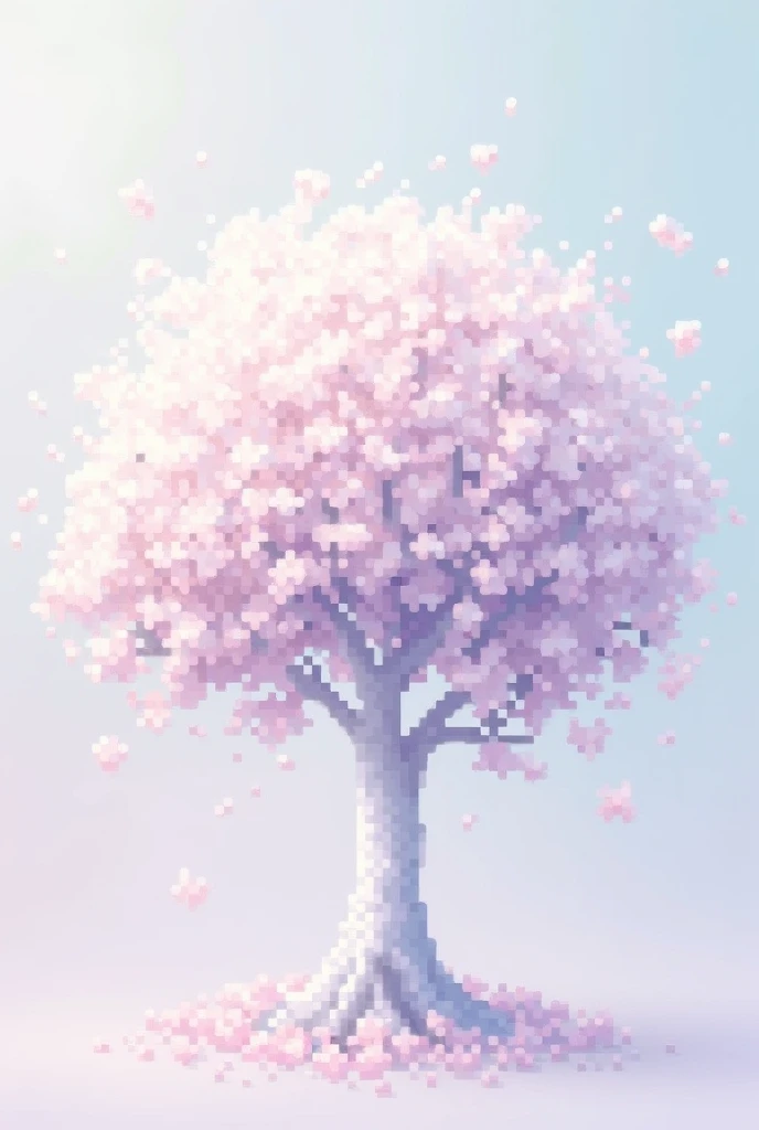 White aesthetic tree in pixel art with no black boundaries in PNG
