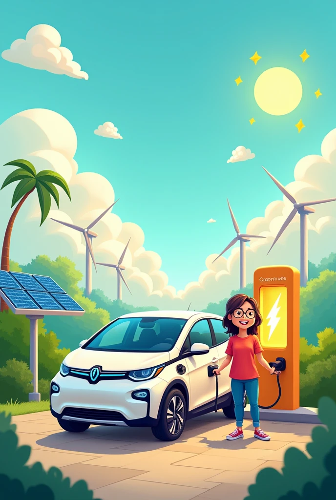 Electric vehicle, charging station, energy, user, buyer, supplier,cartoon type