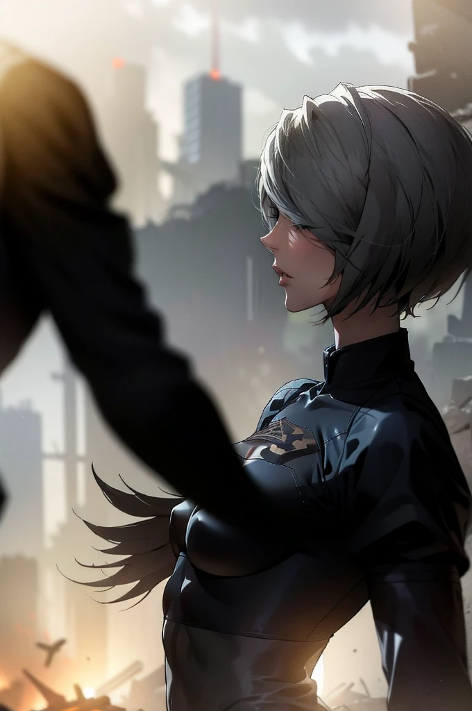 In the middle of the battle,nier,2Bvs Robot Army,