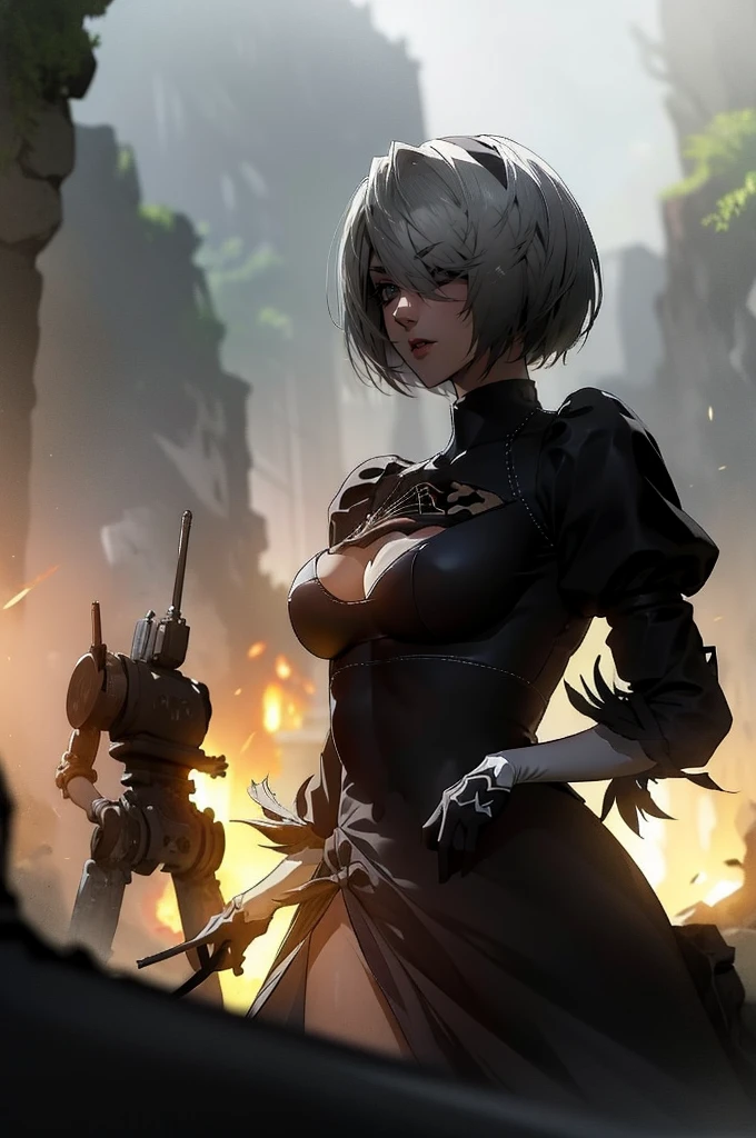 In the middle of the battle,nier,2Bvs Robot Army,