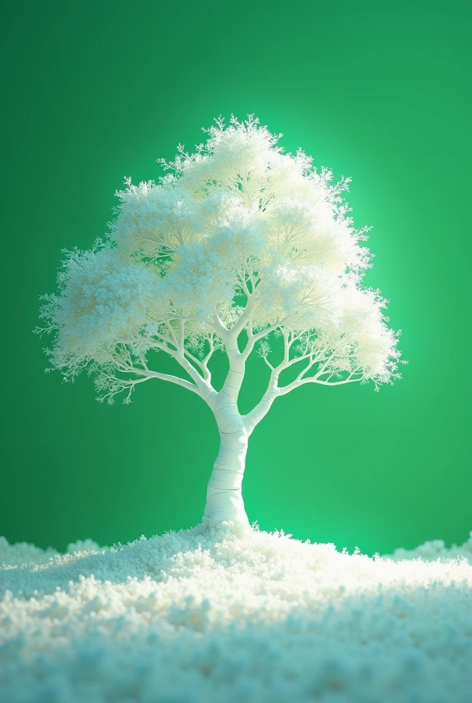 White aesthetic tree in pixel art with no black boundaries in green screen