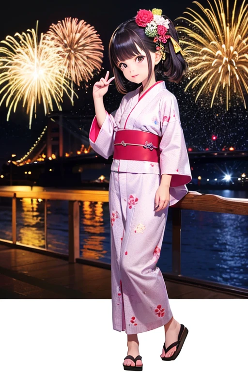 firework, See-through yukata outfit, Flat Chest