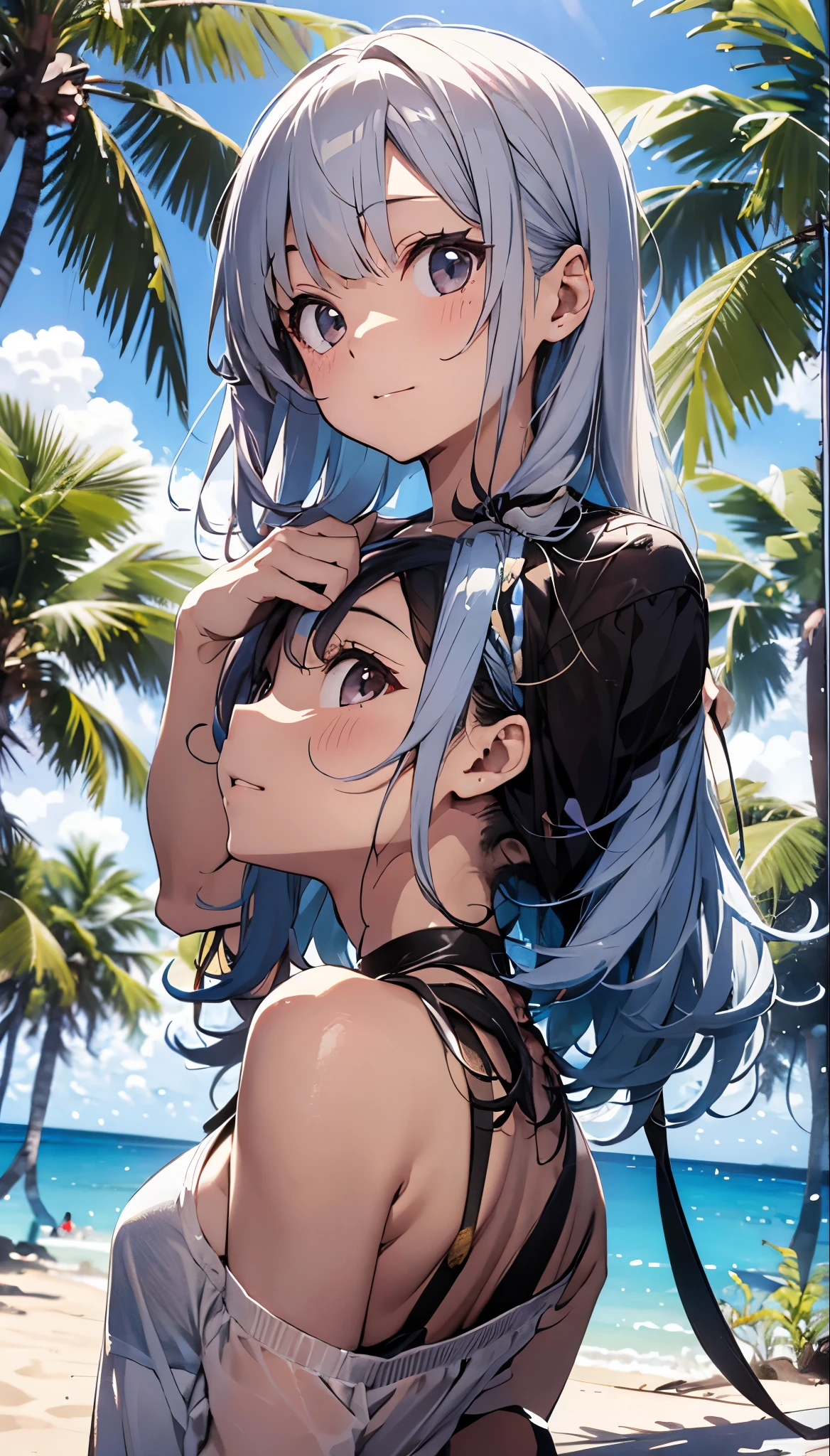 2 girls, , small bodies, bodies, nude, nadek, ahegao expressions, anatomically correct, flat chests, nipples, pussy, clitoris, at the beach, passionate kiss, realistic, high levels of detail, masterpiece of the highest quality, NSFW