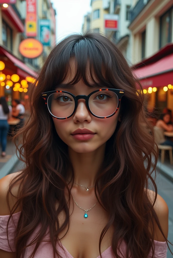 Same girl than before but with a brown wig and glassed, more realistic
