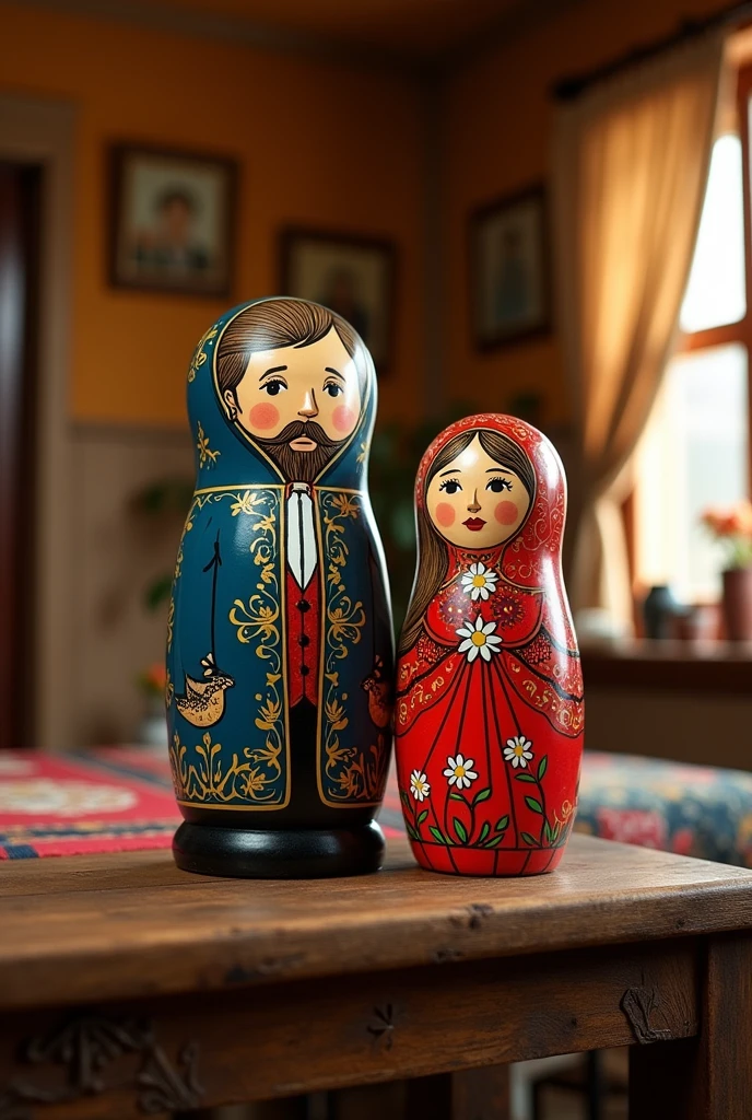 A man and a woman who became matryoshka dolls