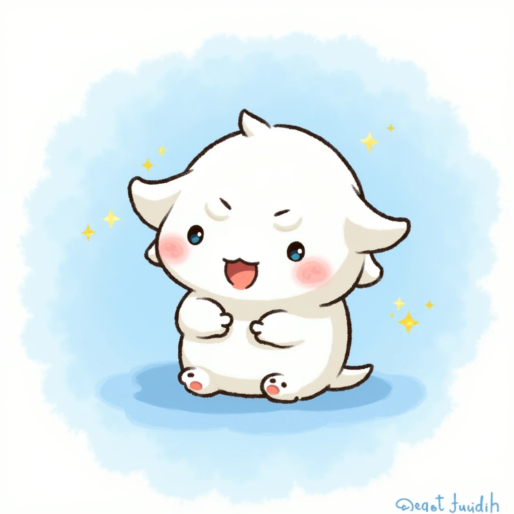 Lily-chan Healing smile light blue Watercolor style