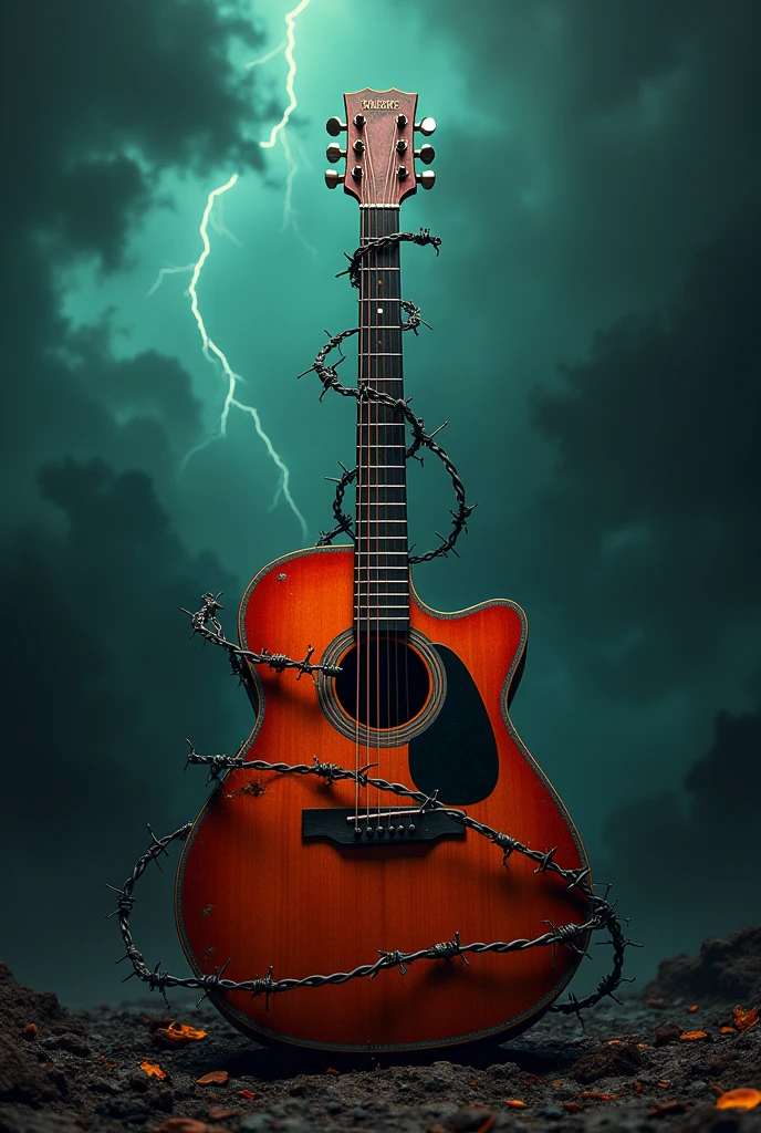The rock band's logo features a piano with barbed wire wrapped around an acoustic guitar. BLACK FRIDAY