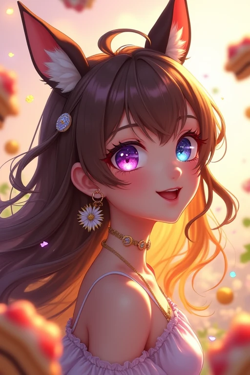 chest, Gaze, Long Hair, chest, solo, smile, Shortcuts, Open your mouth, Brown Hair, Blonde, Cat ear, Cat ear, Cat ear, Bunny ears, Animal ears, Bunny ears, Earrings, Earrings, smile, blue eyes, Open your mouth, Purple eyes, Golden Eyes, Closed eyes, Close your mouth, Multiview, ass pov, ass pov, Feet out of frame, Dutch Angle, Character profile, Multiview, Multiview, Backlight, far and near method, moving line, moving line, Concentrated line, Concentrated line, accessories, Horns of the beast, Food, Barrette, hair band,