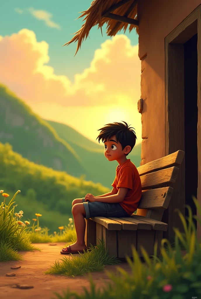 Rahul, a young boy living in a small village, repeatedly expresses his wish for a dog to his parents. His eyes are filled with a deep longing, and his face shows dissatisfaction and a sense of incompleteness. His parents understand his emotions but are unable to fulfill his wish due to the circumstances.3rd style animation 

